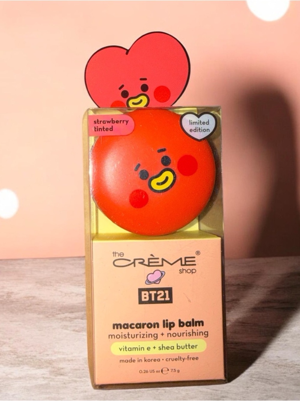 The Creme Shop Macaron Lip Balm BT21 Strawberry Milk Limited Edition
